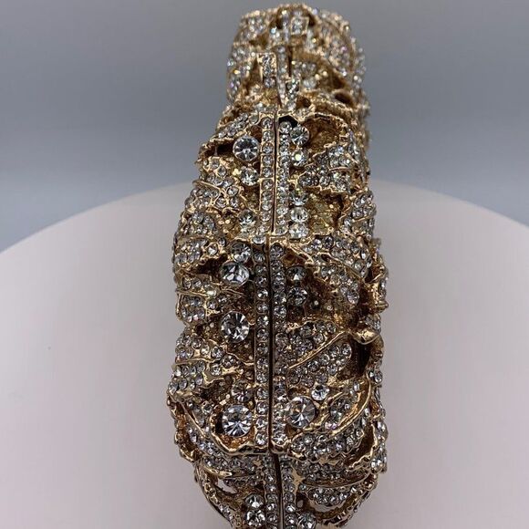 New, no tags, gold hard/clamshell/hand bag/clutch, fully embellished, crystals - Picture 6 of 16